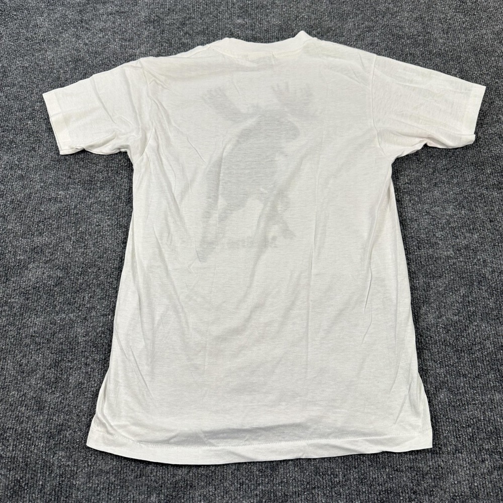 Vintage Maine Moose Shirt Mens Medium White Hanes 50/50 Graphic 80s Made USA - Picture 3 of 8